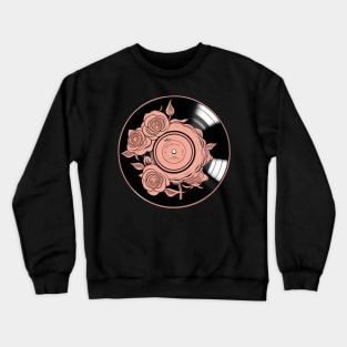 Rose Gold Rose Vinyl Record Crewneck Sweatshirt